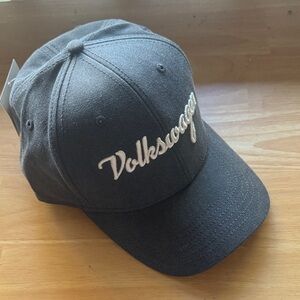 NWT Volkswagen Embroidered Script Black Baseball Cap